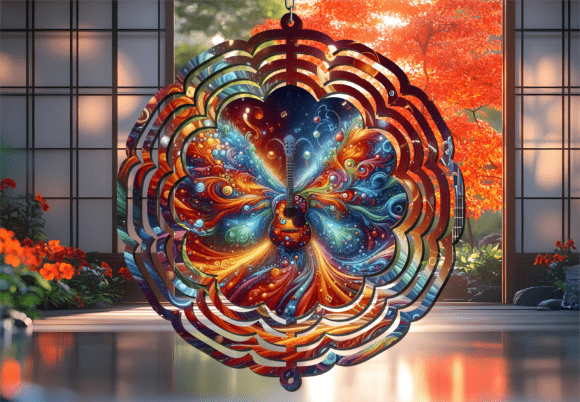 Abstract Galaxy Music Wind Spinner: A Dynamic Design Asset