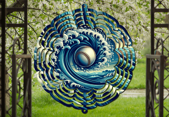 Baseball Ocean Wave Wind Spinner: A Dynamic Design Asset