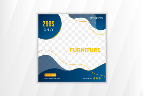 Blue Furniture Liquid Square Banner: Social Media Design
