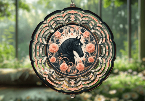 Bring Your Garden to Life with a Horse Peach Rose Floral Wind Spinner