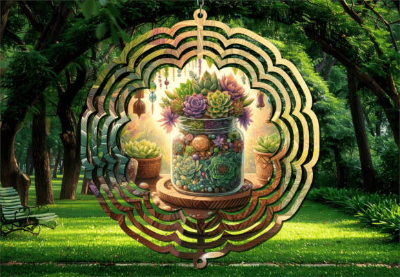 Cactus Floral Terrarium Jar Wind Spinner