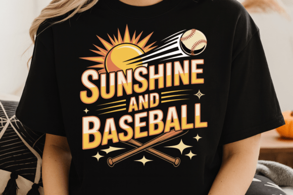 Capture Summer Nostalgia with Retro Sunshine and Baseball PNG