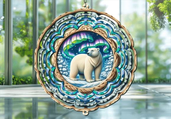 Capturing the Aurora: Northern Lights Polar Bear Wind Spinner