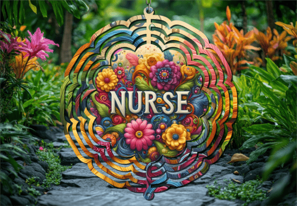 Colorful Floral Nurse Life Wind Spinner Design
