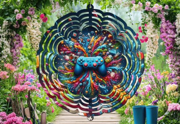 Colorful Game Controller Wind Spinner: A Digital Asset for Dynamic Visuals