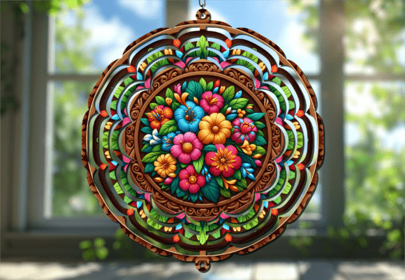 Colorful Spring Garden Wind Spinner: A Dynamic Design Asset