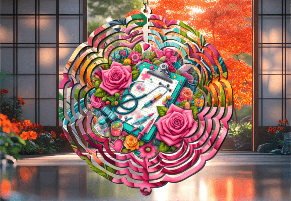 Elevate Your Craft: The Pink Rose Medical Clipboard Wind Spinner Design