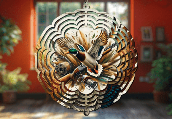 Flying Mallard Duck Hunting Wind Spinner: A Design Asset with Motion