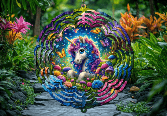 Galaxy Nebula Unicorn Wind Spinner: A Cosmic Design Asset