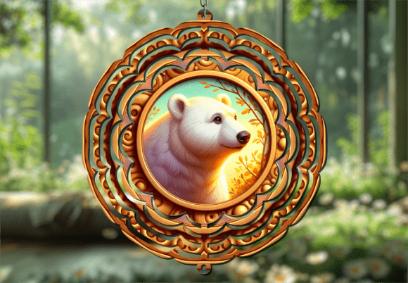 Golden Winter Polar Bear Wind Spinner: A Design Asset for Outdoor Spaces