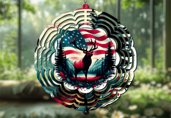Patriotic Buck Forest Wind Spinner: A Bold Statement for Outdoors
