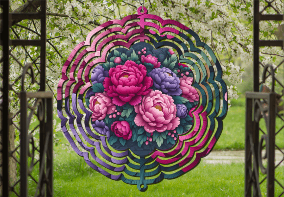 Peony Floral Mandala Round Wind Spinner: A Garden's New Centerpiece