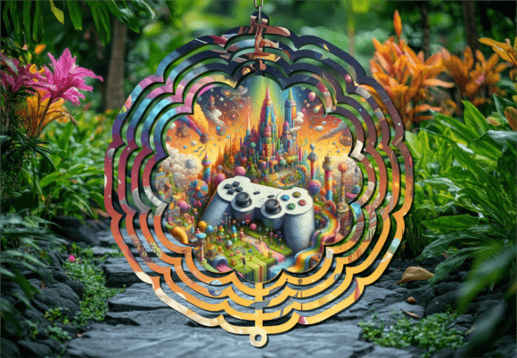 Retro Game Console Wind Spinner: A Digital Download for Designers