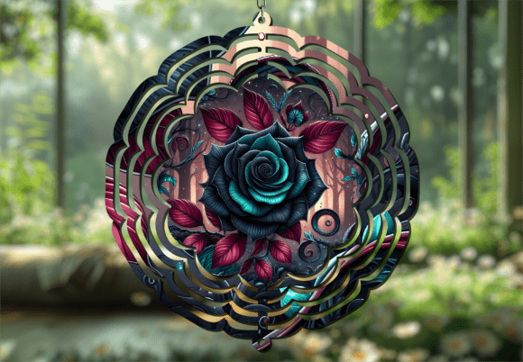 Teal Rose Gothic Bloom Wind Spinner: A Design Deep Dive