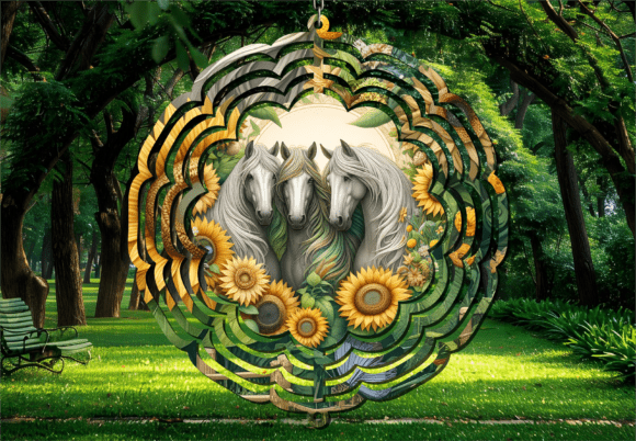 Three Wild Horses Garden Wind Spinner: A Dynamic Design Asset